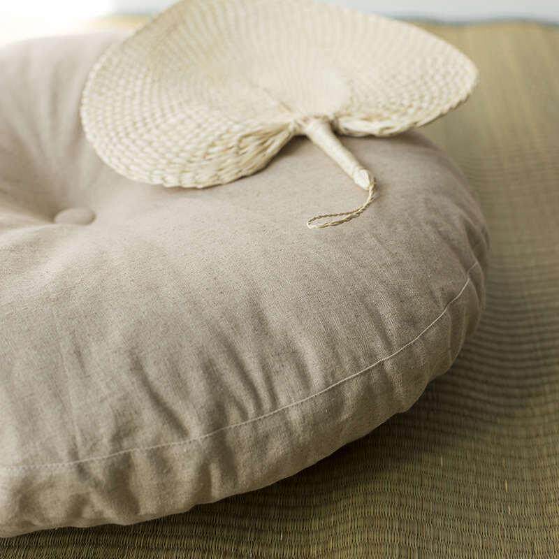 0FE9天然亚麻可拆洗大蒲团坐垫 榻榻米地板加大飘窗瑜伽练功