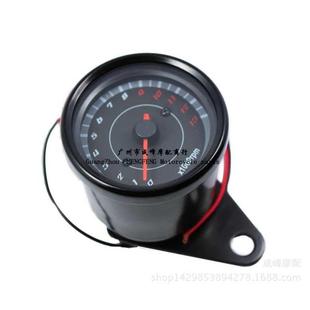 电感转速表指针式 摩托车改装 仪表复古转速表LED双色背光12V