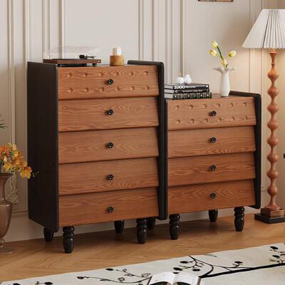 中古风白蜡木斗柜五斗柜抽屉储物家用客厅靠墙收纳柜床尾抽屉柜