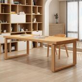 客厅实木大书桌家用办公桌工作台双人学习书桌莫比恩餐桌长条桌