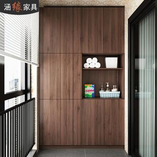 004 现代简约大容量阳台储物柜飘窗柜带门多功能收纳柜衣柜定制7Y