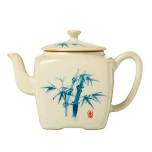 米黄汝窑手绘茶壶单壶家用陶瓷功夫茶具会客单个喝茶泡茶器开片