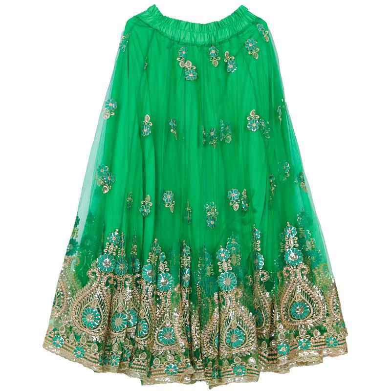 高档702度新疆舞蹈演出服网纱绣半身裙逸女民族服饰维花族大摆飘