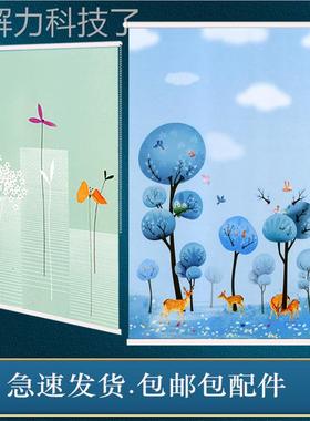 窗帘手打拉25371升降卧室客厅阳台厨卫生防水免间孔遮光挂房式百