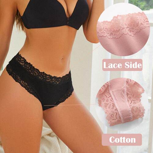 Women sexy mid waist cotton triangle underwear 螺纹棉三角裤