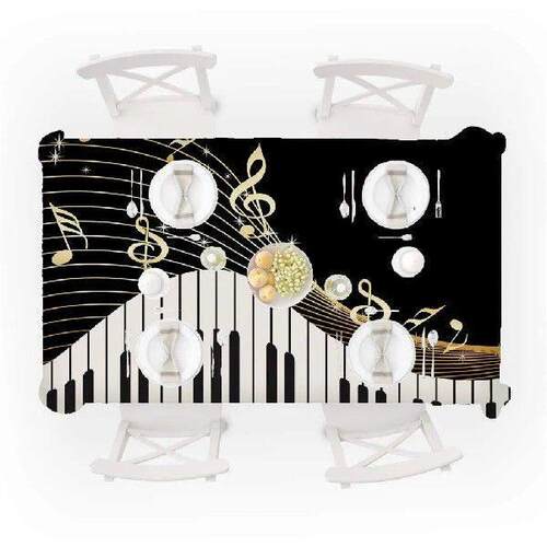Piano Music Pattern Table Cloth Rectangular Tea Table Cover