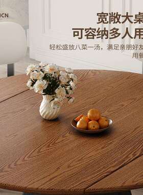 家古风可伸缩木餐桌椅组合用小实户型伸缩中折叠两用T19圆桌吃饭