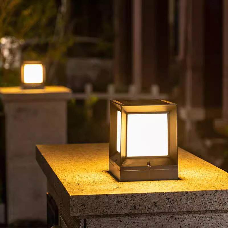 太阳能柱头灯户外门柱灯别墅防水两用简约庭院灯围栏灯高亮草地灯
