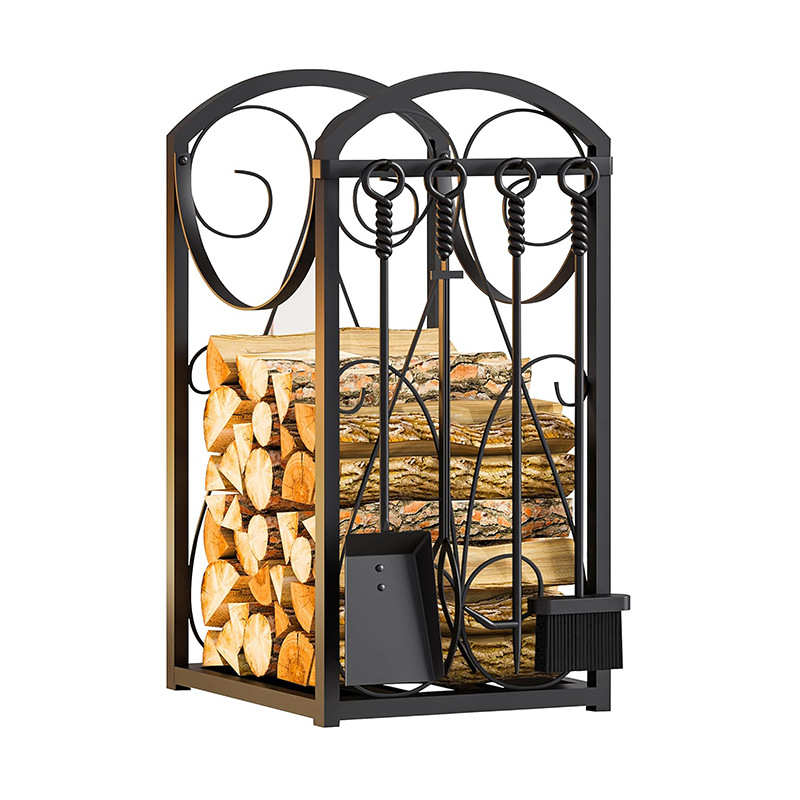 工具柴火四木柴架收纳架铁铁架小型架金属室内外件套带艺木材原木