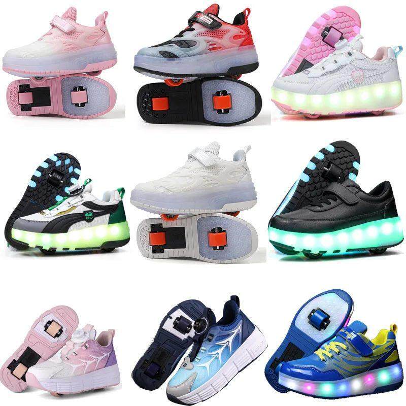 Kids Roller Skates Shoes 2 Wheels Skating Sneaker Flying Sh - 实物图