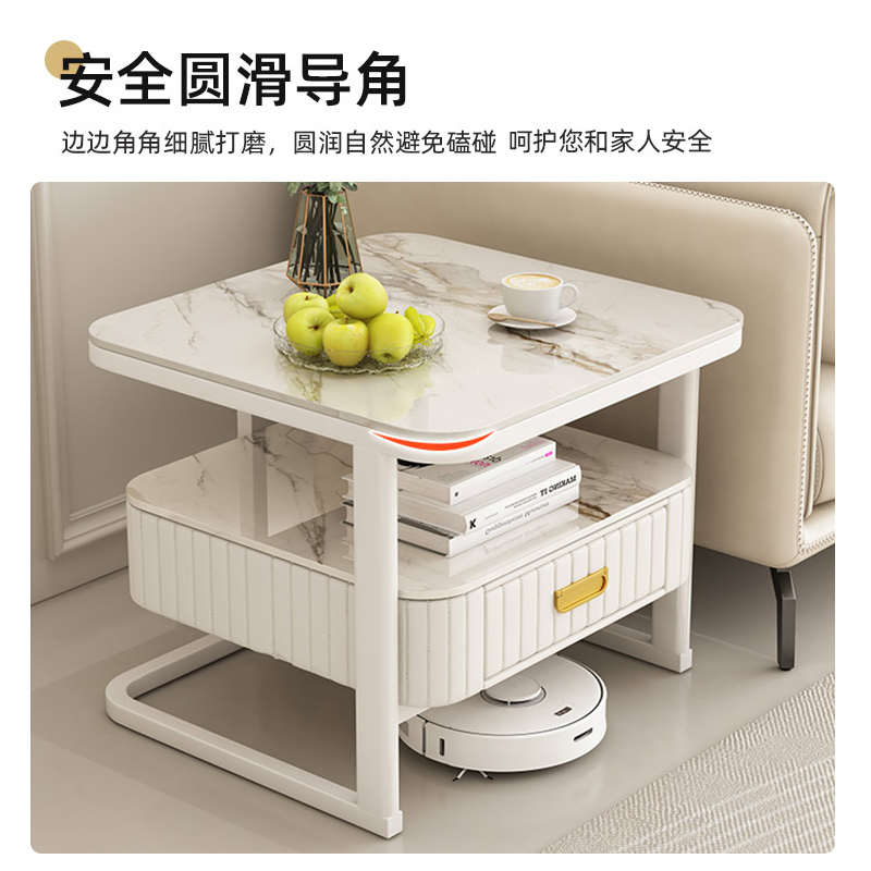 岩板沙发边几边柜现代简约创意方形可移动小桌子置物架卧室床头柜