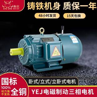 YEJ电磁制动电动机15kw18.5kw三相异步电机22kw30kw铜刹车电机6极