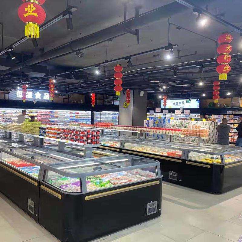 厂家新款卧式岛柜直冷无霜生鲜超市便利店冷冻食品专用冰箱冰柜