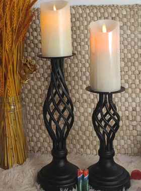 复古烛台美式金属镂空蜡烛台婚庆烛光晚餐道具软装家居摆件蜡烛台