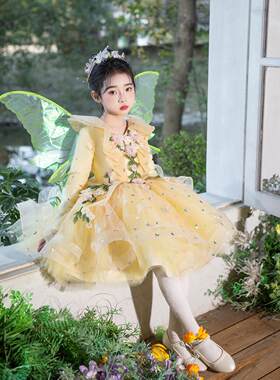 小女孩森系公主裙蓬蓬纱高端生日花童儿童女童花仙子冬季加厚礼服