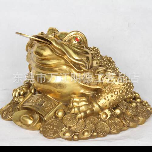 纯铜金蟾摆件元宝金蟾三脚蟾蜍金蟾收银台摆件金蟾献宝