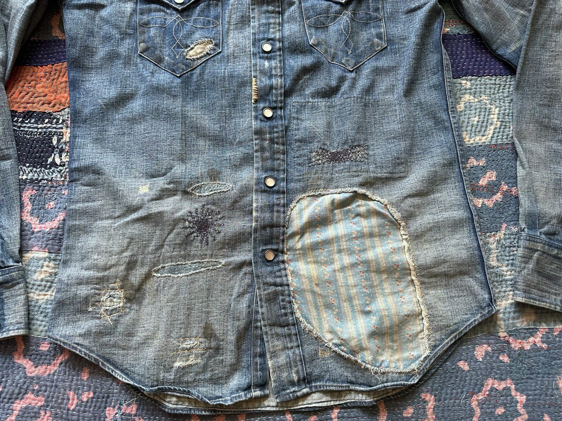 Ralph Lauren Double RL Distressed Denim Shirt — back