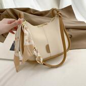 网红大容量拼接丝巾单肩包包女秋冬新款 今年流行腋下包托特包