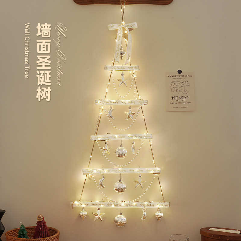 圣诞节装饰木质圣诞树创意diy挂件橱窗墙面场景布置拍照道具用品