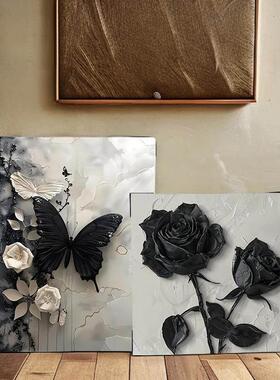 现代轻奢高级感覆古黑白INS风装饰画 画客厅电视柜斗柜床头摆件画