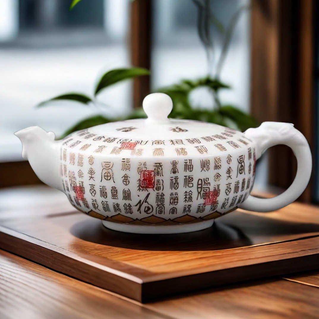 冰种玉瓷素烧手工浮雕描金龙凤百福凤鸣壶高档功夫茶具石瓢壶茶杯,餐饮具,功夫茶具,淘宝优惠券,粉丝福利购,淘宝优惠卷