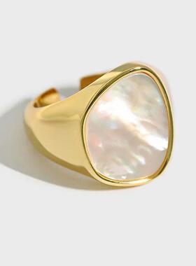 Trendy Shell Geometry Rings For Women Simple Vintage Silver