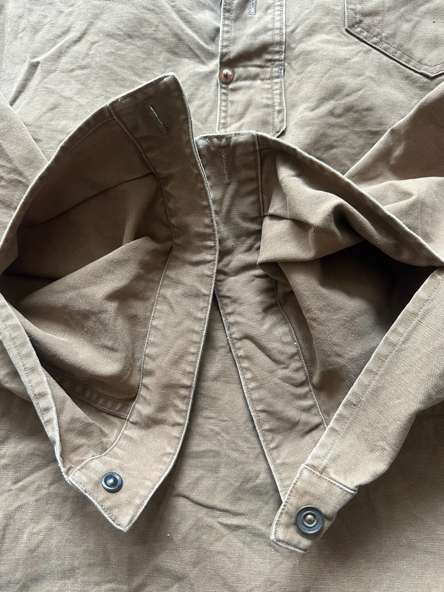 RRL Brown Canvas Workwear Top — label