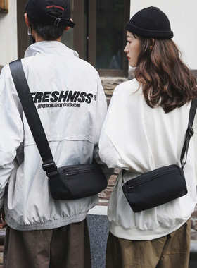 80241#街头潮酷情侣面料纯色挎小包情侣男女蹦迪包