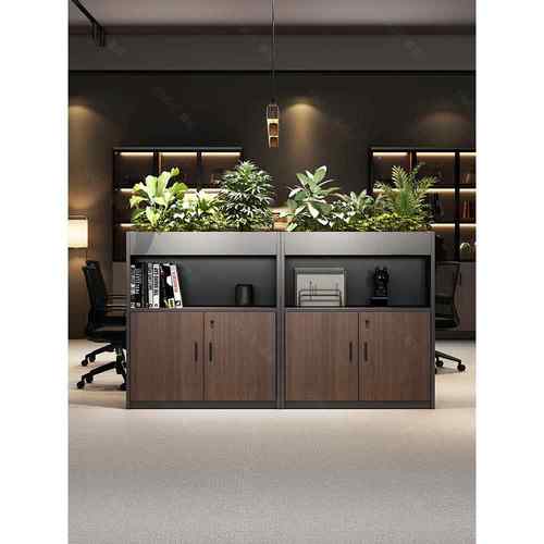 办公室文件柜档案资料柜矮柜储物柜桌边柜办公柜子木质隔断花槽柜