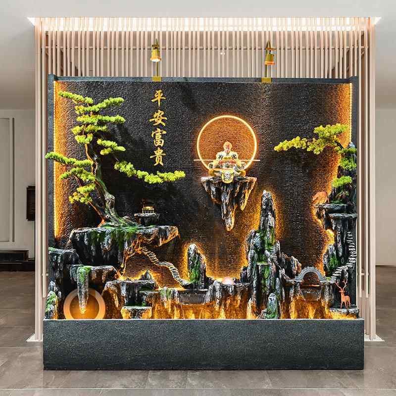 水幕墙流水屏风办公室隔断装饰室内外庭院假山鱼池喷泉造景观摆件