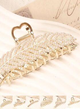 Korean Claw pearl rhinestone flower Metal Pearl Hair Clip Ha