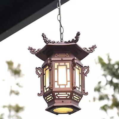 仿古灯笼国风吊灯宫灯中式六角亭古典阳台凉亭庭院门口吊灯花架灯