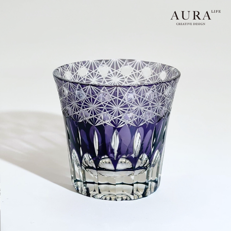 AURA'S紫罗兰江户切子威士忌水晶玻璃杯子小酒杯女生轻奢礼物
