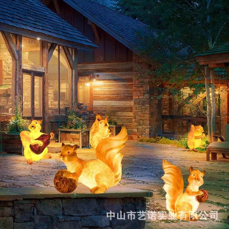 L动ED文旅灯动物造观型景户灯大型外发光松鼠玻7574璃钢户外仿真