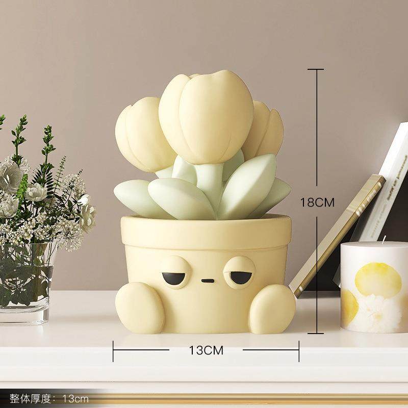 卡通郁金香花盆摆件客厅电视柜家居饰品送女生礼物办公室乔迁新居,家居饰品,装饰摆件,淘宝优惠券,粉丝福利购,淘宝优惠卷