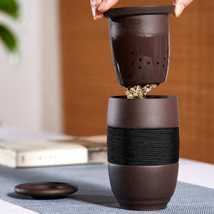 优选快客杯单人紫砂杯便携旅行功夫茶具陶瓷过滤带盖主人杯办公泡