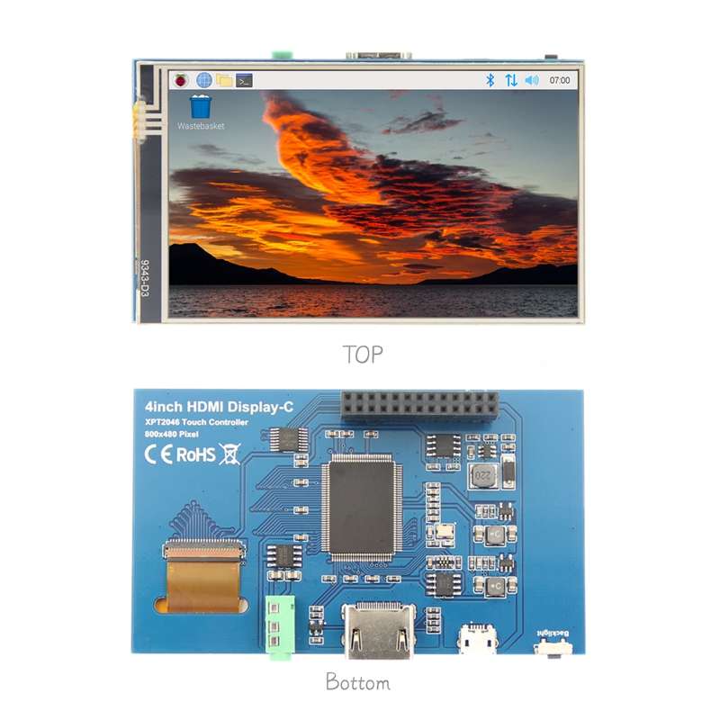 4寸树莓派HDMI显示器触摸屏 IPS 800X480 for Raspberry Pi3B+/4B