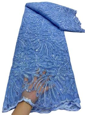 亮片时尚婚纱蕾丝水溶刺绣时装面料绳绣车骨绣珠片平绣花边JX2818