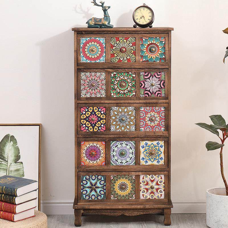 堡讯复古实木收纳柜彩绘多层储物柜客厅斗柜抽屉式阳台置盖布拉车,生活电器,其他生活家电配件,淘宝优惠券,粉丝福利购,淘宝优惠卷