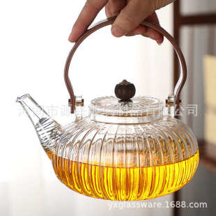 紫砂电陶炉茶器烧水壶高硼硅提梁花茶壶 玻璃壶蒸煮茶壶日式