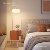 中134古落地卧客厅沙发灯边几美式 复古胡桃色室床木头置物柜一体