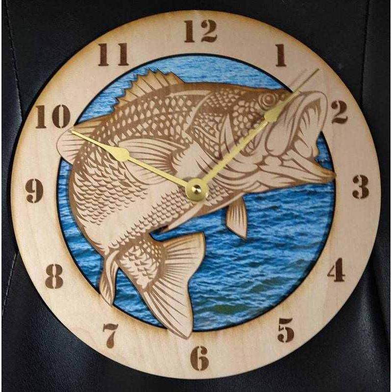 热卖 大嘴鲈鱼挂钟墙面壁石英钟木制挂表装饰壁钟,家居饰品,挂钟,淘宝优惠券,粉丝福利购,淘宝优惠卷