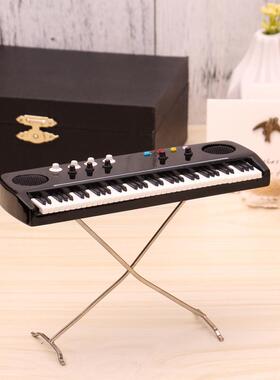 迷你电子琴模型摆件木质工艺品玩具模型娃娃屋书房客厅乐谱架摆件
