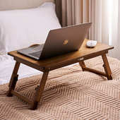 免安装 折叠床上桌实木电脑桌卧室家用学习桌笔记本飘窗床上小桌子