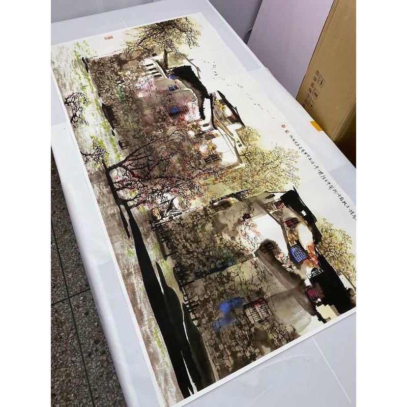 客厅餐厅卧室酒店会所装饰画古朴乡村国画宣纸微喷江南景色图