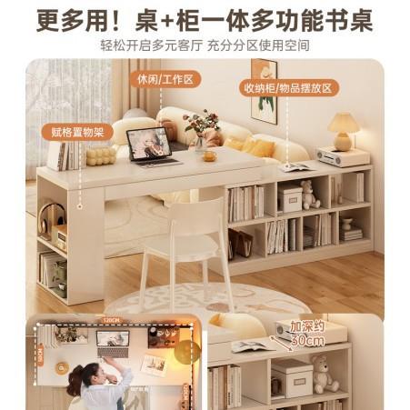 书桌桌书架一桌体靠墙子可伸缩客厅隔断桌吧电GTO台长条桌小户型