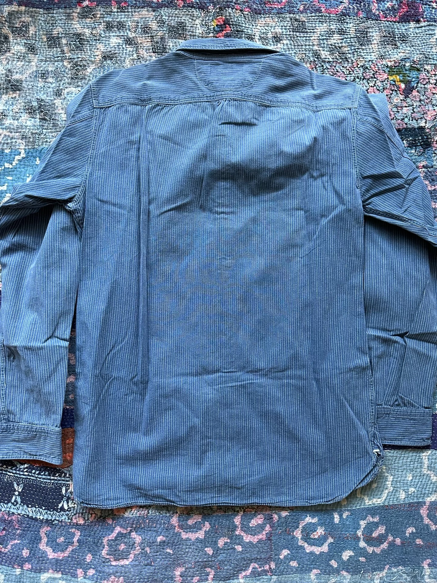 RRL Blue Wabash Striped Long-Sleeve Shirt — front