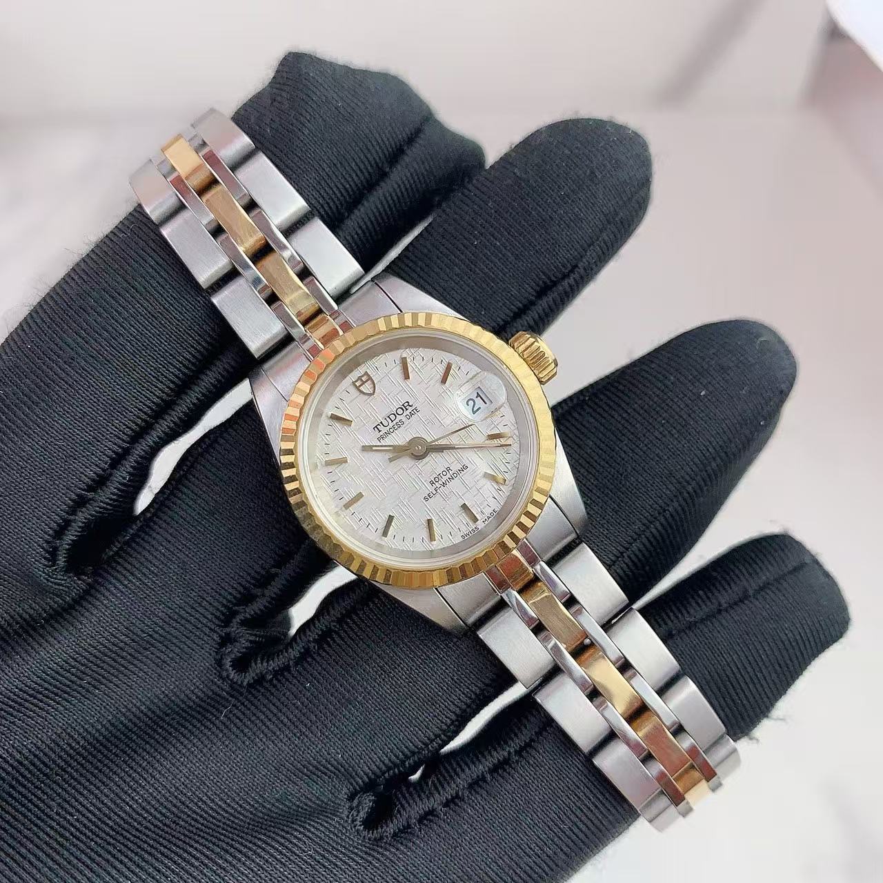 经典款9.8新 帝舵公主系列精钢18K金自动机械腕表25MM女表92413