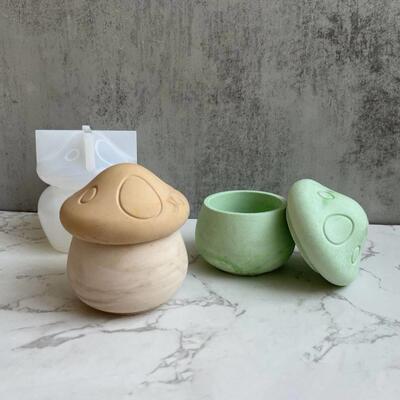 Mushroom Shape Silicone Concrete Molds DIY Candle Jar Storag