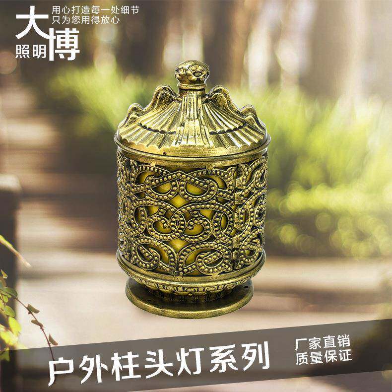 欧式柱头灯led酒店外墙压铸铝古铜色小区公园庭院柱灯厂家